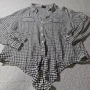 Jones New York Long Sleeve Button Up T-Shirt Women's Size XXL Womens Check‎ Top
